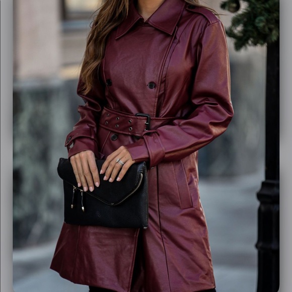 COPY - Vici- Valentin Pocketed Faux Leather Trench Coat - Picture 3 of 12